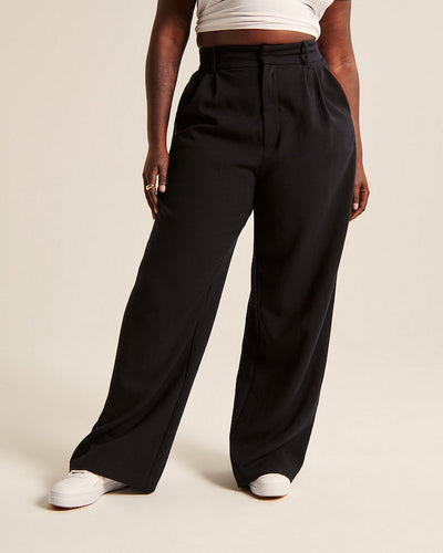 High Waist Straight Trousers With Pockets Wide Leg Casual Pants For Women - Boaties Collective