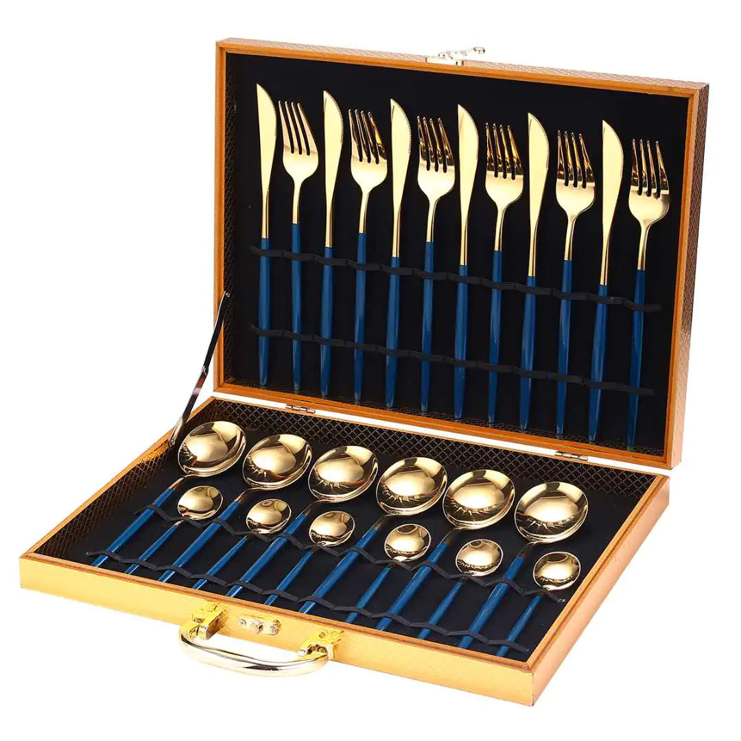 24pcs Gold Stainless Steel Cutlery Set - Boaties Collective