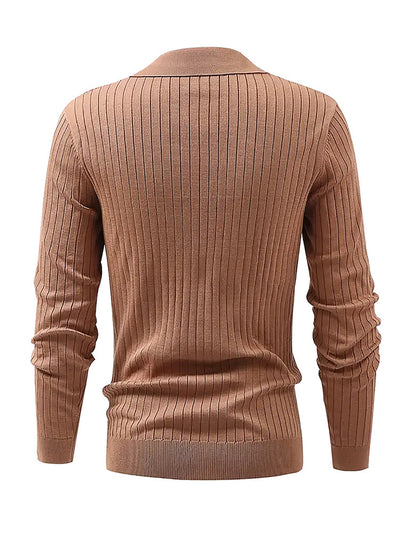 Fashionable waffle weave long sleeve polo shirt - Boaties Collective