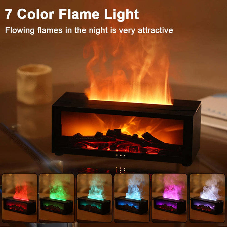 New Flame Aromatherapy Machine Colorful Essential Oil Diffuser Home Large Fog Volume Flame Humidifier 3D Flame Fireplace Machine - Boaties Collective