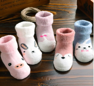 5 pairs Baby Socks Floor Non-slip Cotton Cartoon Doll socks with bells Baby Girls Boys Soft Cute Accessories - Boaties Collective