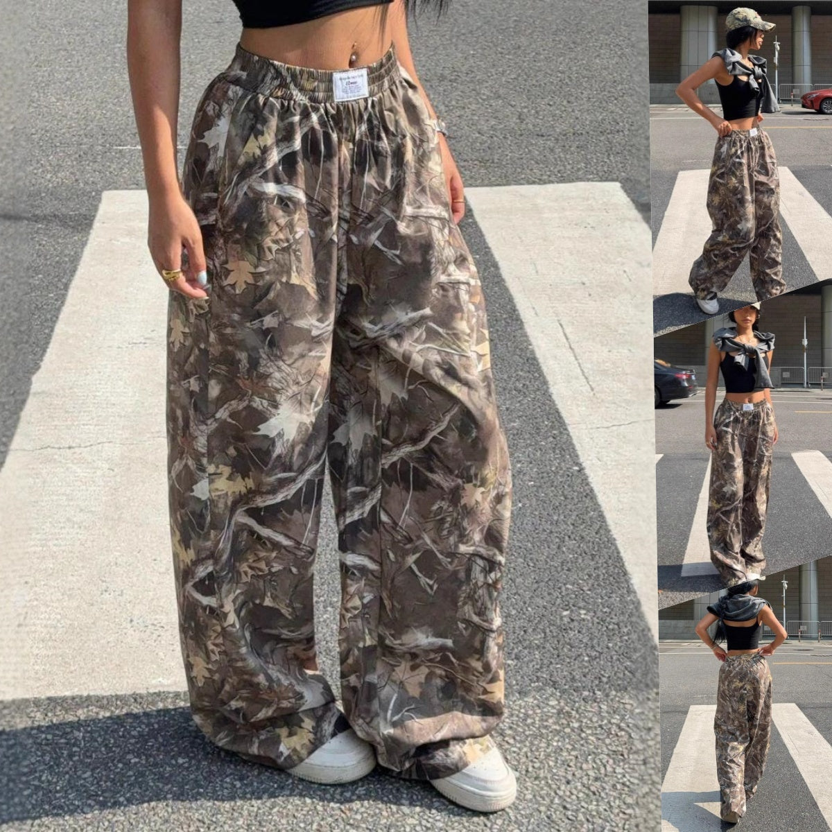 Slimming Casual Pants Hip Hop Retro Street Multi-pocket Camouflage Cargo Pants For Women Y2k Hip-hop Cargo Grunge Baggy Trousers - Boaties Collective