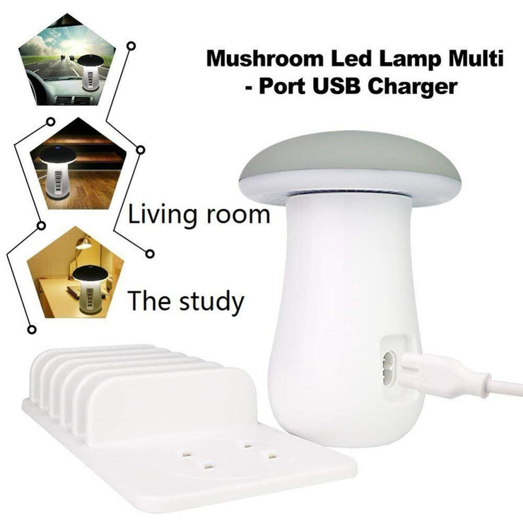 2 In 1 Multifunction Mushroom Lamp LED Lamp Holder USB Charger Home Office Supplies - Boaties Collective