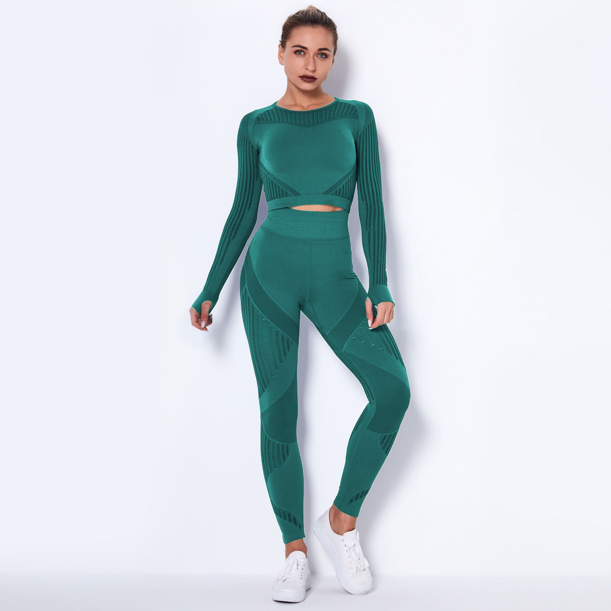 Seamless Knitted Absorbent Yoga Long-Sleeved Suit Yoga Wearsuit - Boaties Collective