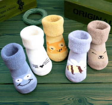 5 pairs Baby Socks Floor Non-slip Cotton Cartoon Doll socks with bells Baby Girls Boys Soft Cute Accessories - Boaties Collective