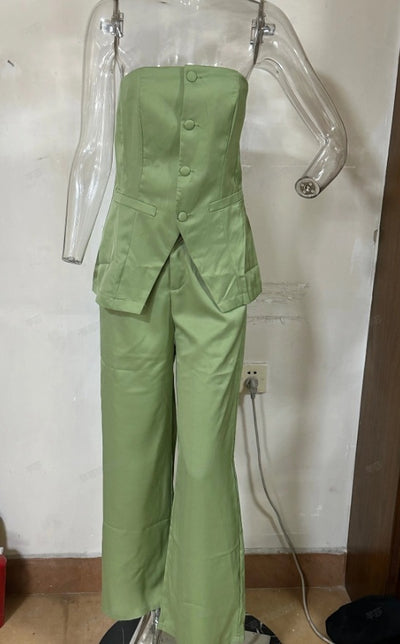 Casual Fashion Tailored Suit Button Graceful Tube Top Suit Pants - Boaties Collective