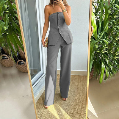 Casual Fashion Tailored Suit Button Graceful Tube Top Suit Pants - Boaties Collective