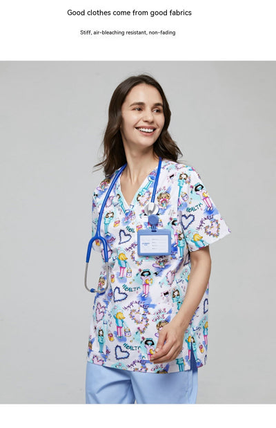 Hand Washing Suit Polyester Cotton Printed Pet Doctor Nurse Work Uniforms - Boaties Collective