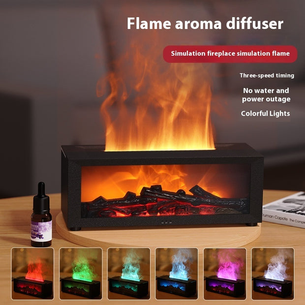 New Flame Aromatherapy Machine Colorful Essential Oil Diffuser Home Large Fog Volume Flame Humidifier 3D Flame Fireplace Machine - Boaties Collective