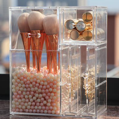 Clear Plastic Makeup Brush Storage Box with Cover Jewelry Earring Organizer Acrylic Makeup Organizer - Boaties Collective