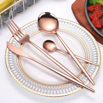 24pcs Gold Stainless Steel Cutlery Set - Boaties Collective