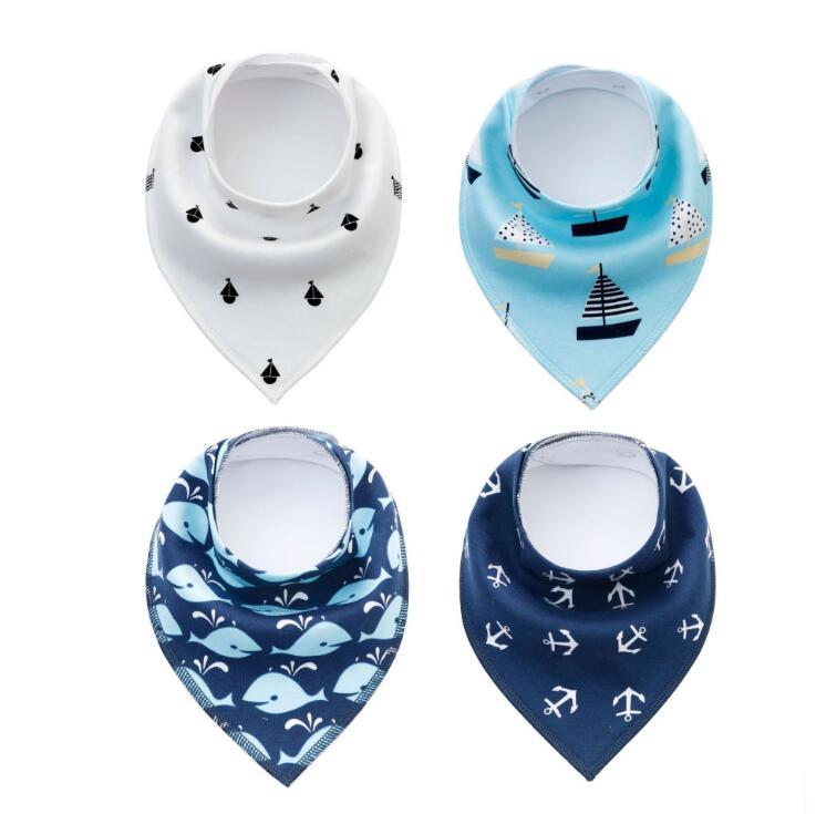 4pcs Lot Bibs Burp Cloth Print Arrow Wave Triangle Baby Bibs Cotton Bandana Accessories - Boaties Collective