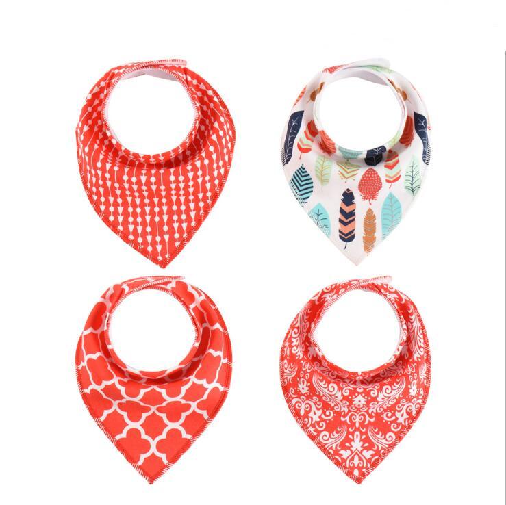 4pcs Lot Bibs Burp Cloth Print Arrow Wave Triangle Baby Bibs Cotton Bandana Accessories - Boaties Collective