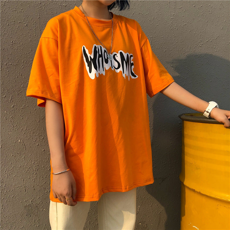 Men Letter and Figure Print Orange T-shirts Fashion Clothing - Boaties Collective