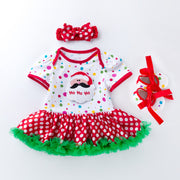 Baby Christmas New Short Sleeve Cartoon Mesh Dress - Boaties Collective