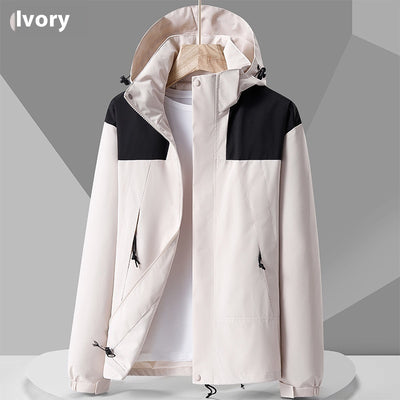 Hooded Windbreaker Unisex Fashion Colorblock Zip-up Jacket With Pockets Waterproof Outwear For Women Men Clothing - Boaties Collective