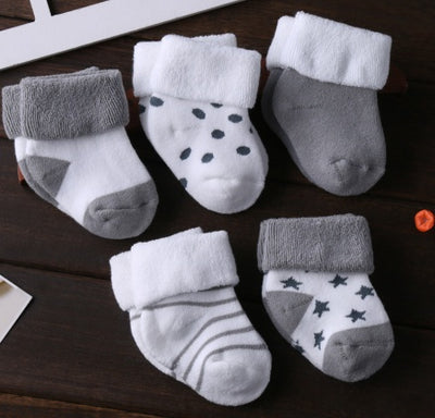 5 pairs Baby Socks Floor Non-slip Cotton Cartoon Doll socks with bells Baby Girls Boys Soft Cute Accessories - Boaties Collective