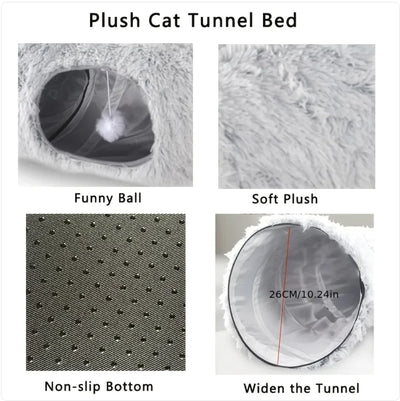 Cozy Plush Cat Tunnel and Nest - Foldable Winter Pet Kennel - Boaties Collective