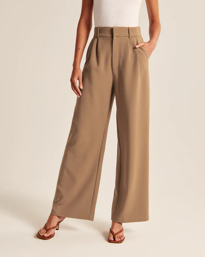 High Waist Straight Trousers With Pockets Wide Leg Casual Pants For Women - Boaties Collective