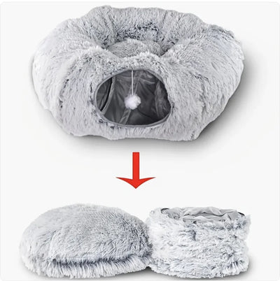 Cozy Plush Cat Tunnel and Nest - Foldable Winter Pet Kennel - Boaties Collective