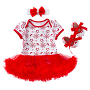 Baby Christmas New Short Sleeve Cartoon Mesh Dress - Boaties Collective