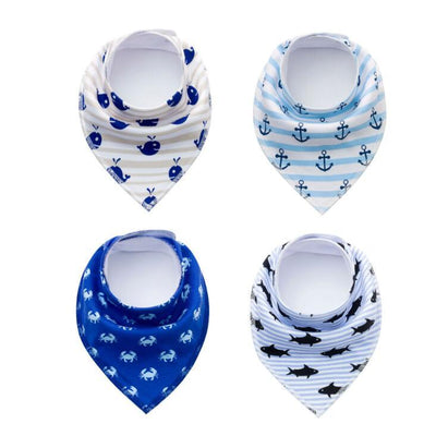 4pcs Lot Bibs Burp Cloth Print Arrow Wave Triangle Baby Bibs Cotton Bandana Accessories - Boaties Collective