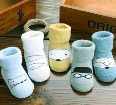 5 pairs Baby Socks Floor Non-slip Cotton Cartoon Doll socks with bells Baby Girls Boys Soft Cute Accessories - Boaties Collective