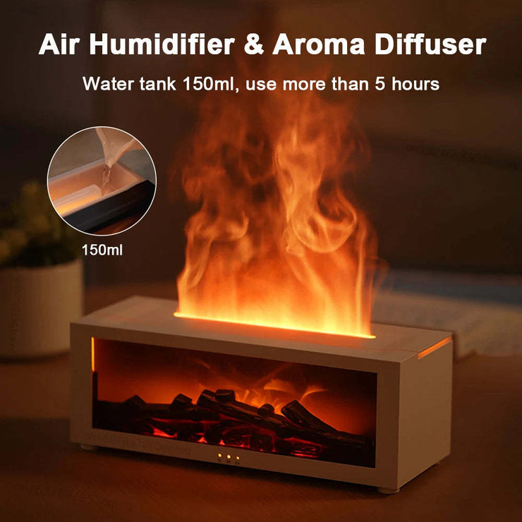 New Flame Aromatherapy Machine Colorful Essential Oil Diffuser Home Large Fog Volume Flame Humidifier 3D Flame Fireplace Machine - Boaties Collective