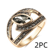 Kinel Boho Ethnic Bride Wedding Crystal Ring Antique Gold Color Big Zircon Stone Rings For Women Vintage Wedding Jewelry - Boaties Collective