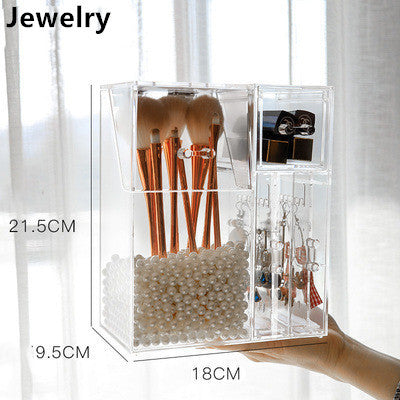 Clear Plastic Makeup Brush Storage Box with Cover Jewelry Earring Organizer Acrylic Makeup Organizer - Boaties Collective