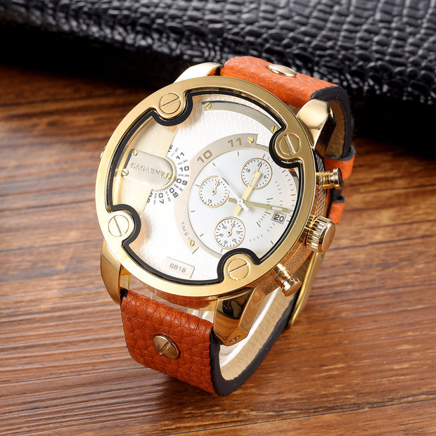 Large Dial Quartz Watch Calendar Belt Style Men's Wrist Watch - Boaties Collective