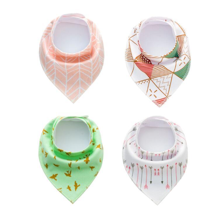 4pcs Lot Bibs Burp Cloth Print Arrow Wave Triangle Baby Bibs Cotton Bandana Accessories - Boaties Collective