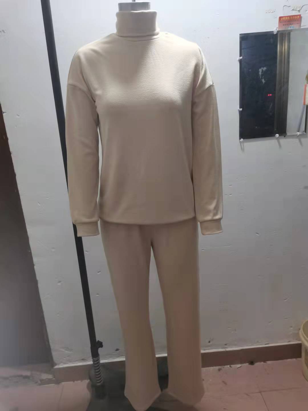 Casual Fashion Suits For Women Turtleneck Sweater And Drawstring Straight Pants - Boaties Collective