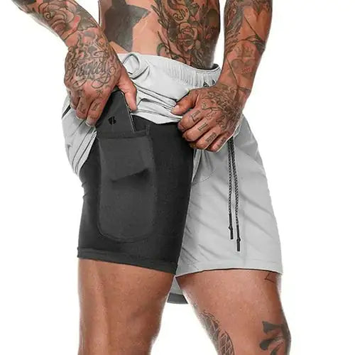 Men 2 in 1 Running Shorts Jogging Gym Fitness - Boaties Collective
