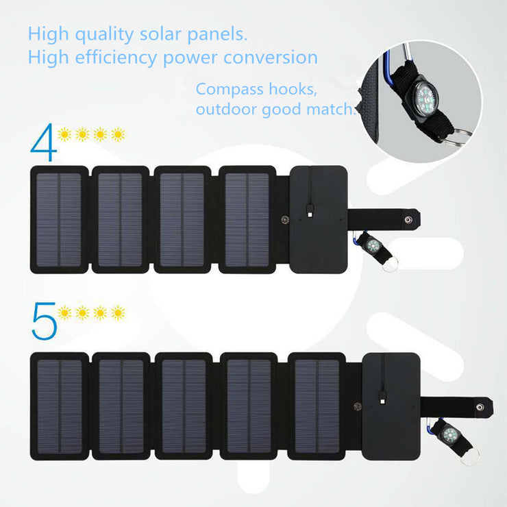 Outdoor Folding Solar Panel Charger Portable 5V 2.1A USB Output Devices Camp Hiking Backpack Travel Power Supply For Smartphones - Boaties Collective