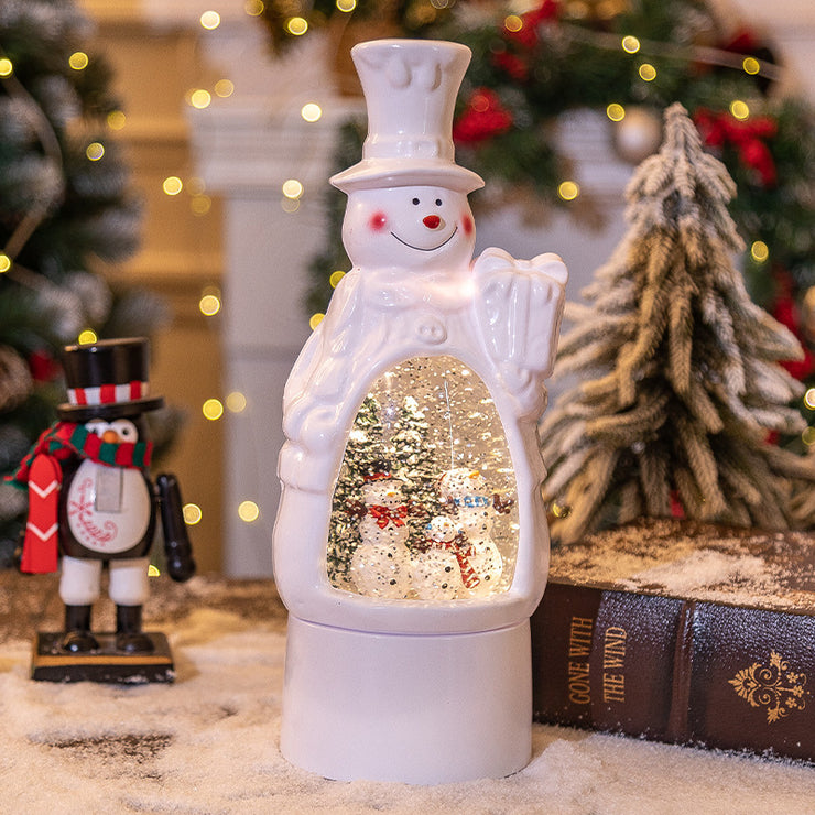 Christmas Decoration Old Man Snowman Music Box Desktop Ambience Light - Boaties Collective