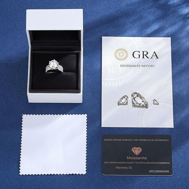 5ct Moissanite Engagement Rings For Women, 11MM Center Stone, D Color VVS1 Created Moissanite Wedding Promise Proposal Rings For Women Her, Anniversary Luxurious Bridal Gift - Boaties Collective