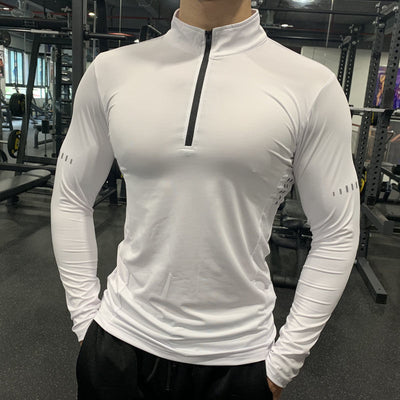 Half Zipper Fitness Long Sleeve Men Running Sweat Absorption - Boaties Collective