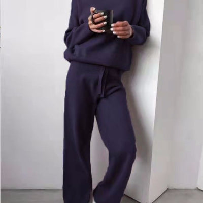 Casual Fashion Suits For Women Turtleneck Sweater And Drawstring Straight Pants - Boaties Collective