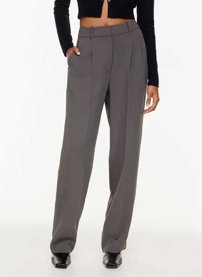 High Waist Straight Trousers With Pockets Wide Leg Casual Pants For Women - Boaties Collective