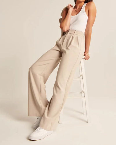 High Waist Straight Trousers With Pockets Wide Leg Casual Pants For Women - Boaties Collective