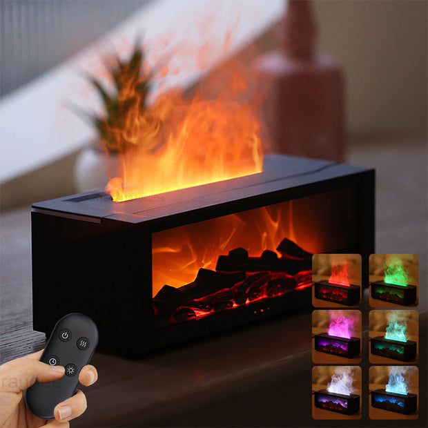 New Flame Aromatherapy Machine Colorful Essential Oil Diffuser Home Large Fog Volume Flame Humidifier 3D Flame Fireplace Machine - Boaties Collective