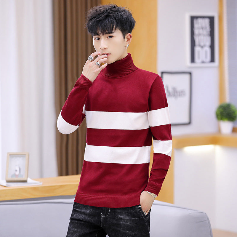 High Neck Striped Sweater Men Fashion Men - Boaties Collective