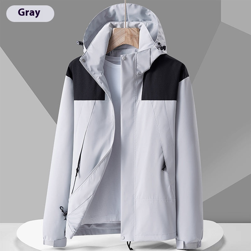 Hooded Windbreaker Unisex Fashion Colorblock Zip-up Jacket With Pockets Waterproof Outwear For Women Men Clothing - Boaties Collective