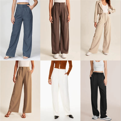 High Waist Straight Trousers With Pockets Wide Leg Casual Pants For Women - Boaties Collective