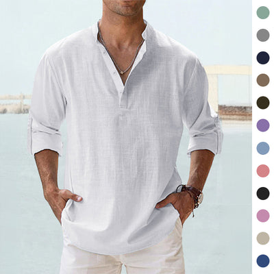 New Men's Casual Blouse Cotton Linen Shirt Loose Tops Long Sleeve Tee Shirt Spring Autumn Casual Handsome Men's Shirts - Boaties Collective