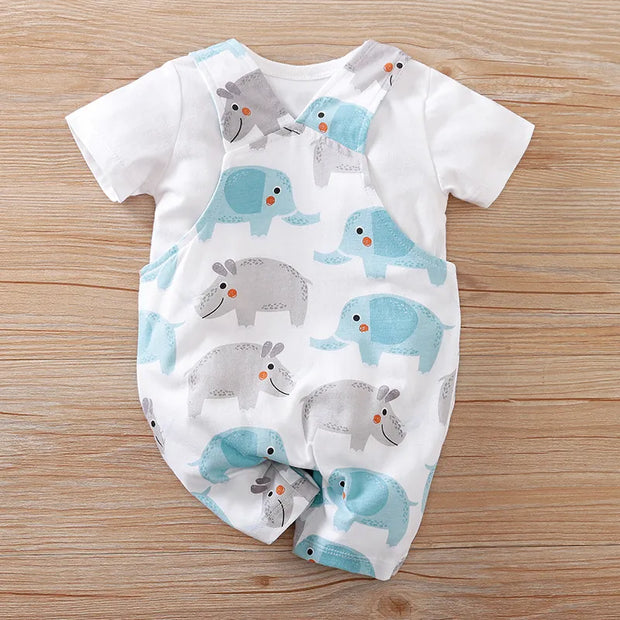 Two-piece Baby Clothes Clothing Summer Newborn Thin Baby Going Out Clothes Cartoon Strap Children's Suit - Boaties Collective