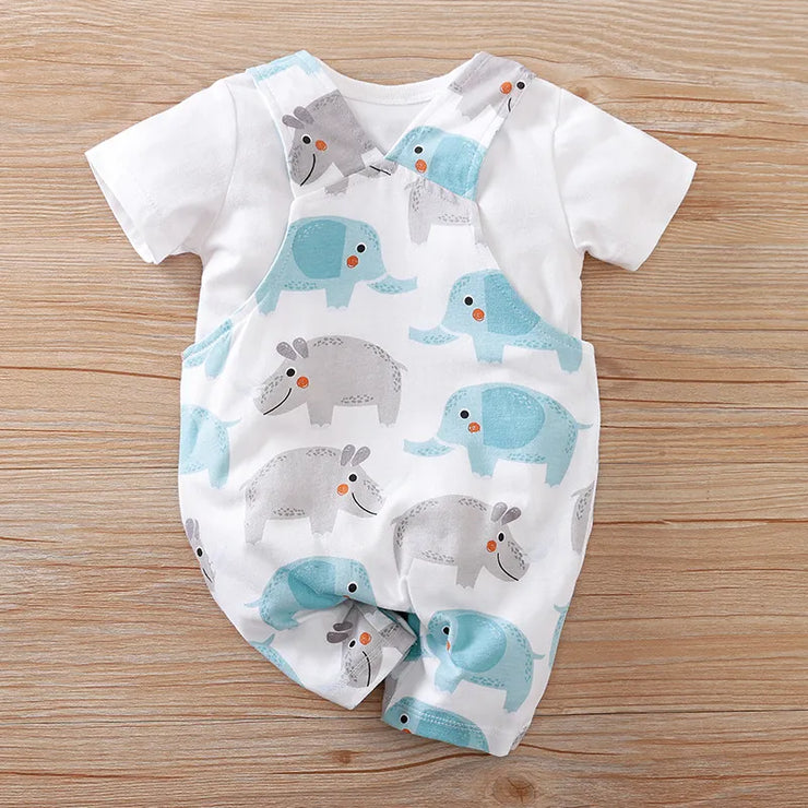Two-piece Baby Clothes Clothing Summer Newborn Thin Baby Going Out Clothes Cartoon Strap Children's Suit - Boaties Collective