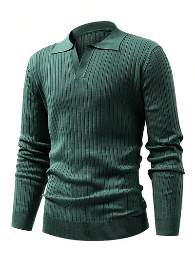 Fashionable waffle weave long sleeve polo shirt - Boaties Collective