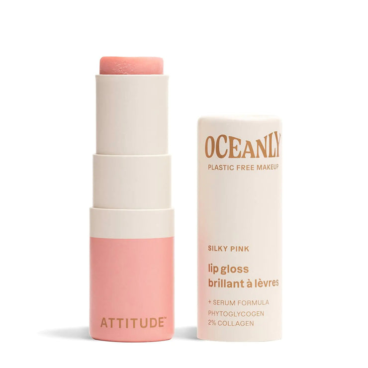 ATTITUDE Oceanly Sheer Lip Gloss Stick EWG Verified Titanium Dioxide-Free Vegan Makeup & Beauty Cruelty-Free Plastic-Free Silky Pink 0.12 Ounces - Boaties Collective